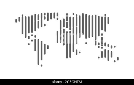 Abstract line World map icon. World vector stripes map Stock Vector