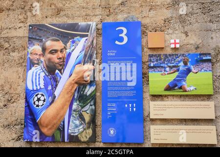 London, UK. The Shed Wall. Ashley Cole. Chelsea Football Club. Stamford Bridge Stadium in Fulham. Credit: Waldemar Sikora Stock Photo