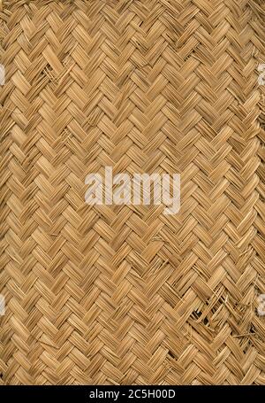 Woven light bamboo mat texture background Stock Photo