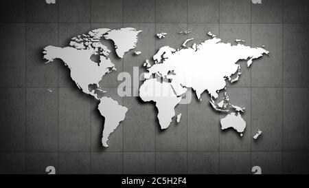 World map in front of concrete wall Banner Stock Photo - Alamy