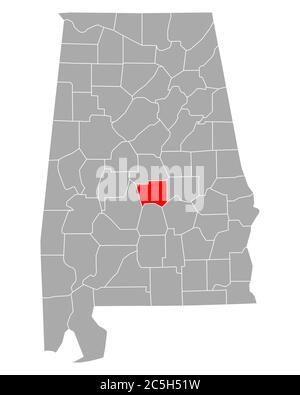 Map of Autauga in Alabama Stock Photo