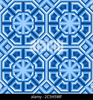 Floor tiles with abstract geometric pattern. Seamless vector background. Stock Vector