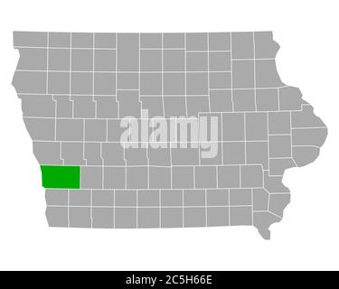 Map of Pottawattamie in Iowa Stock Photo