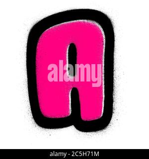 graffiti pink A bubble font sprayed over white Stock Vector
