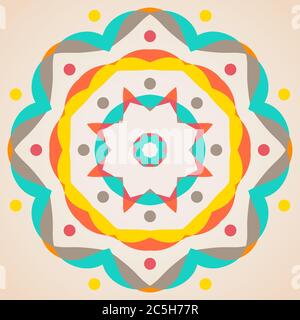 Floor tile with abstract geometric round design. Vector illustration. Stock Vector