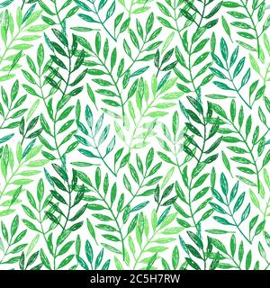Tropical palm leaves, seamless foliage pattern. Vector illustration. Tropical jungle palm tree background Stock Vector