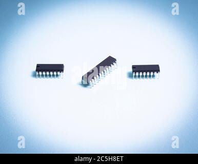 digital electronic components, integrated circuits, microcontrollers Stock Photo