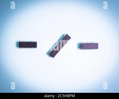 digital electronic components, integrated circuits, microcontrollers Stock Photo