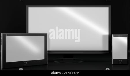 3d renders of different types of screens mockups for web design ...