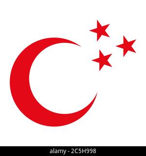 Crescent icon, flag flat symbol isolated on white background. Moon and star vector . Stock Vector