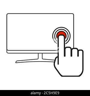 Touch screen icon for app, website. ui etc. Click finger isolated on white background . Stock Vector