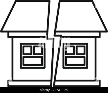 Family divorce house icon. Outline family divorce house vector icon for web design isolated on white background Stock Vector