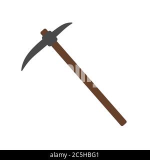 Wooden Pickaxe on white background. Miners hand tool. Vector illustration in trendy flat style. EPS 10. Stock Vector