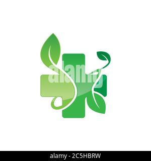 Nature health herbal medicine pharmacy logo design image vector template Stock Vector