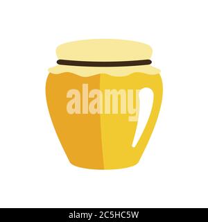 Honey jar on white background. Vector illustration in trendy flat style. EPS 10. Stock Vector