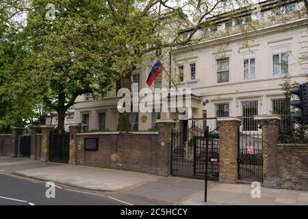 The British Embassy of the Russia Federation, 5 and 6-7 Kensington Palace Gardens. London, UK  - 1 May 2018 Stock Photo
