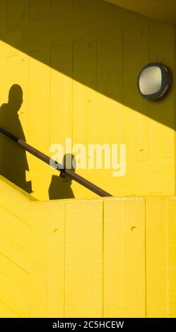 Brightly painted yellow stairs, Southbank Art Centre, London, UK  5 May 2018 Stock Photo