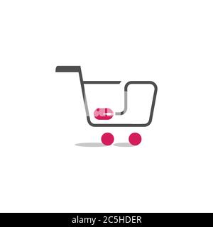 Online shop logo design vector illustrtaion. Mobile online shopping logo vector template Stock Vector