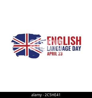 English language day banner vector image. Text with national flag of the United Kingdom Stock Vector