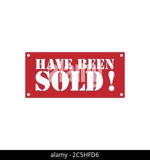 SOLD red stamp flat vector icon. sale vintage rubber badge template isolated vector icon Stock Vector