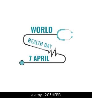 World health day vector illustration. Concept of World Health Day. Vector illustration with stethoscope vector typography lettering Stock Vector