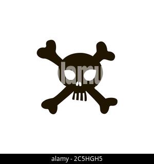 Human skull with bones sign on white background. Vector illustration in trendy flat style. EPS 10. Stock Vector
