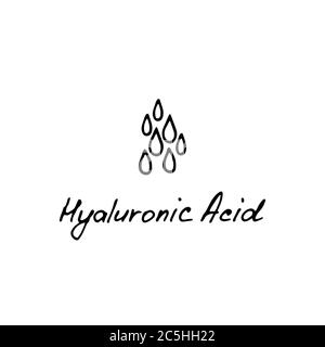 Hyaluronic acid hand drawn icon. Water drop. Korean beauty. Cosmetic ingredient. Vector illustration Stock Vector