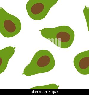 Avocado seamless pattern. Hand drawn vegetable fruit icon for print and web. Vector illustration Stock Vector