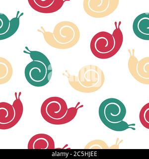 Snail seamless pattern. A hand-drawn snail icon. A simple logo. Vector Stock Vector