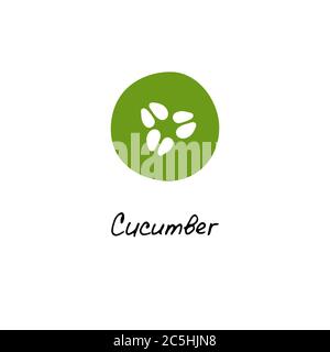 Vector hand drawn illustration of cucumber slice isolated on white background Stock Vector