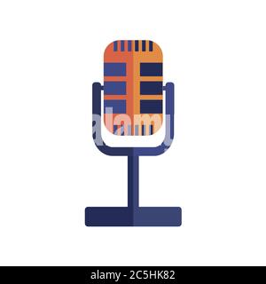 Retro microphone on white background. Vector illustration in trendy flat style. EPS 10. Stock Vector