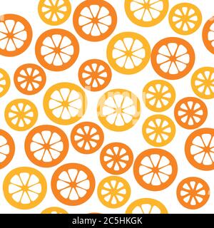 Lemon and oranges seamless pattern. Fruit sign. Citrus symbol. Thin line icon on white background. Vector illustration Stock Vector