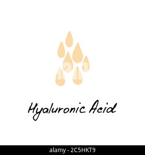 Hyaluronic acid hand drawn icon. Water drop. Korean beauty. Cosmetic ingredient. Vector illustration Stock Vector