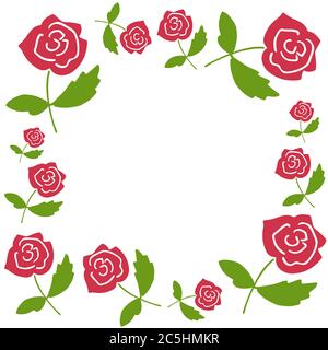 Rose frame. Rose oil logo for cosmetic and parfume design. Hand drawn rose label for web and print. Vector illustration Stock Vector