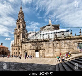 Santiago de Compostela Cathedral. The cathedral is the reputed burial place of Saint James the Great, Stock Photo