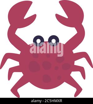 Red crab on white background. Seafood product. Vector illustration in trendy flat style. ESP 10. Stock Vector