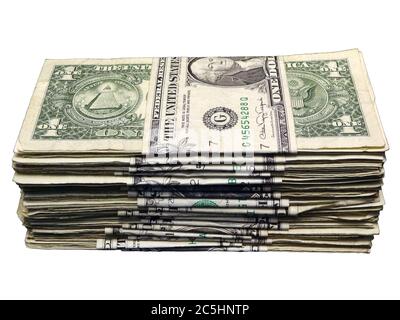 USA one dollar bill bank notes cut out and isolated on a white background Stock Photo