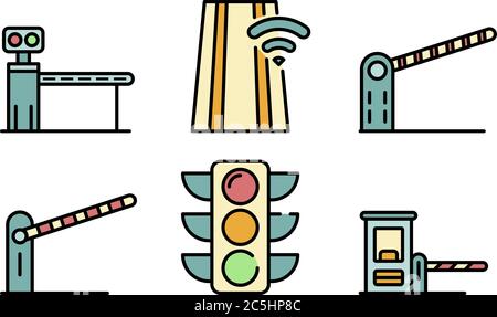 Toll road icons vector flat Stock Vector