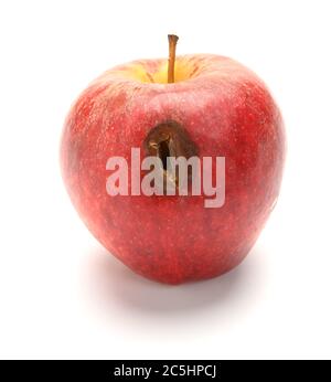 side view rotten apple on a white background Stock Photo - Alamy