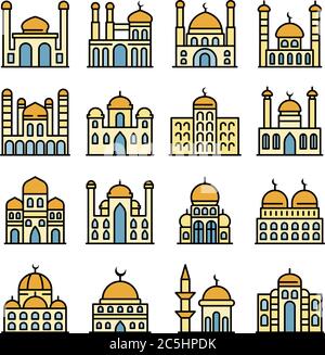 Mosque icons vector flat Stock Vector