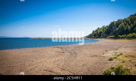 Beautiful Pilio beach at Evia,   Greece. Editorial use. Stock Photo