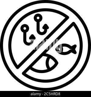 Restricted fishing icon, outline style Stock Vector