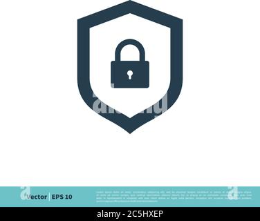 Shield and Padlock Icon Vector Logo Template Illustration Design. Vector EPS 10. Stock Vector