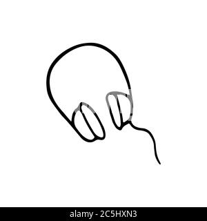 Single hand-drawn headphone icon. Musical symbol. Vector Stock Vector
