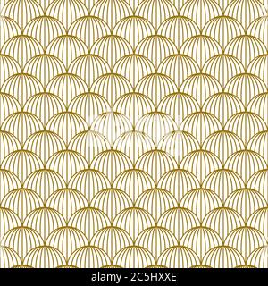 Art Deco seamless golden pattern in 1920s style, geometric retro background with gold line circles. Vector illustration Stock Vector