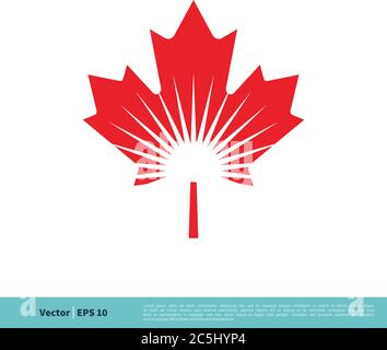 Sun inside Maple Leaf Icon Vector Logo Template Illustration Design. Vector EPS 10. Stock Vector