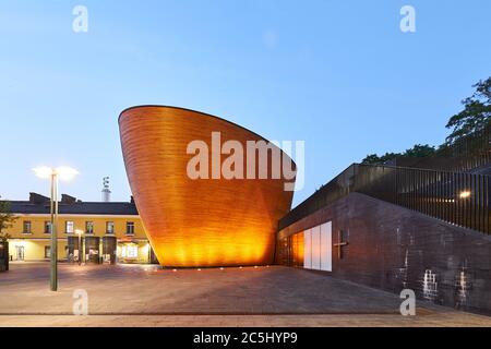 Helsinki, Finland - July 29, 2018: Kamppi Chapel - modern Finnish religious architecture Stock Photo