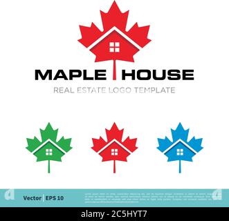 House Maple Leaf Icon Vector Logo Template Illustration Design. Vector EPS 10. Stock Vector