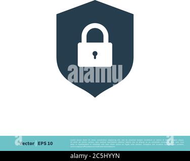 Shield and Padlock Icon Vector Logo Template Illustration Design. Vector EPS 10. Stock Vector