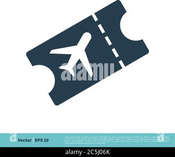 Airplane Ticket Icon Vector Logo Template Illustration Design. Vector EPS 10. Stock Vector